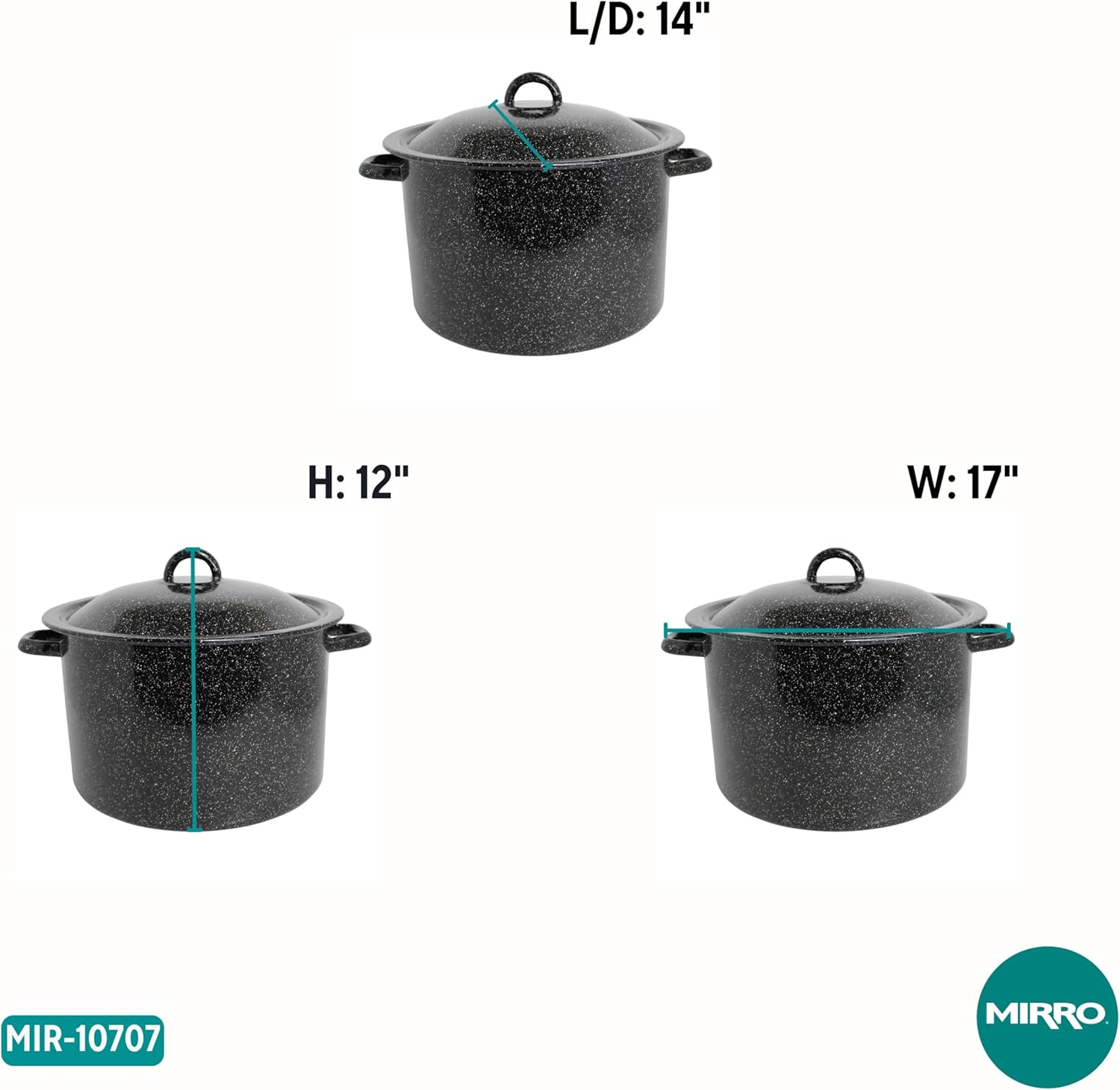 MIRRO 210qt Enamel Stock Pot with Rack Black