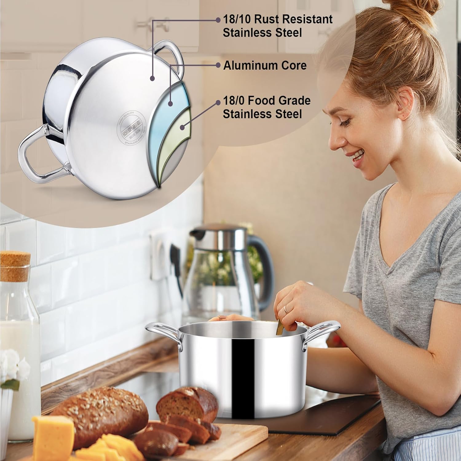 LIANYU 8QT Stainless Steel Stock Pot with Lid 1