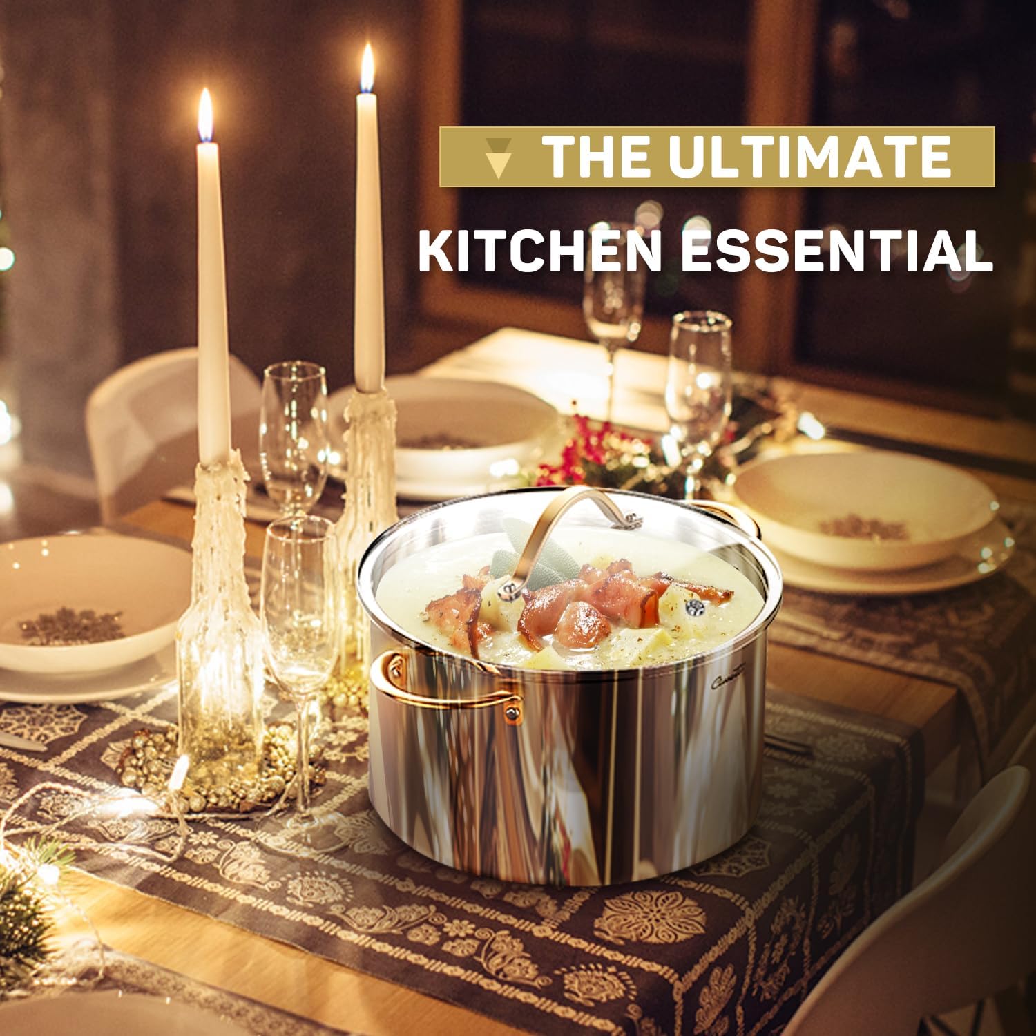 Ciwete 8 Quart 12 Quart Stock Pot Set