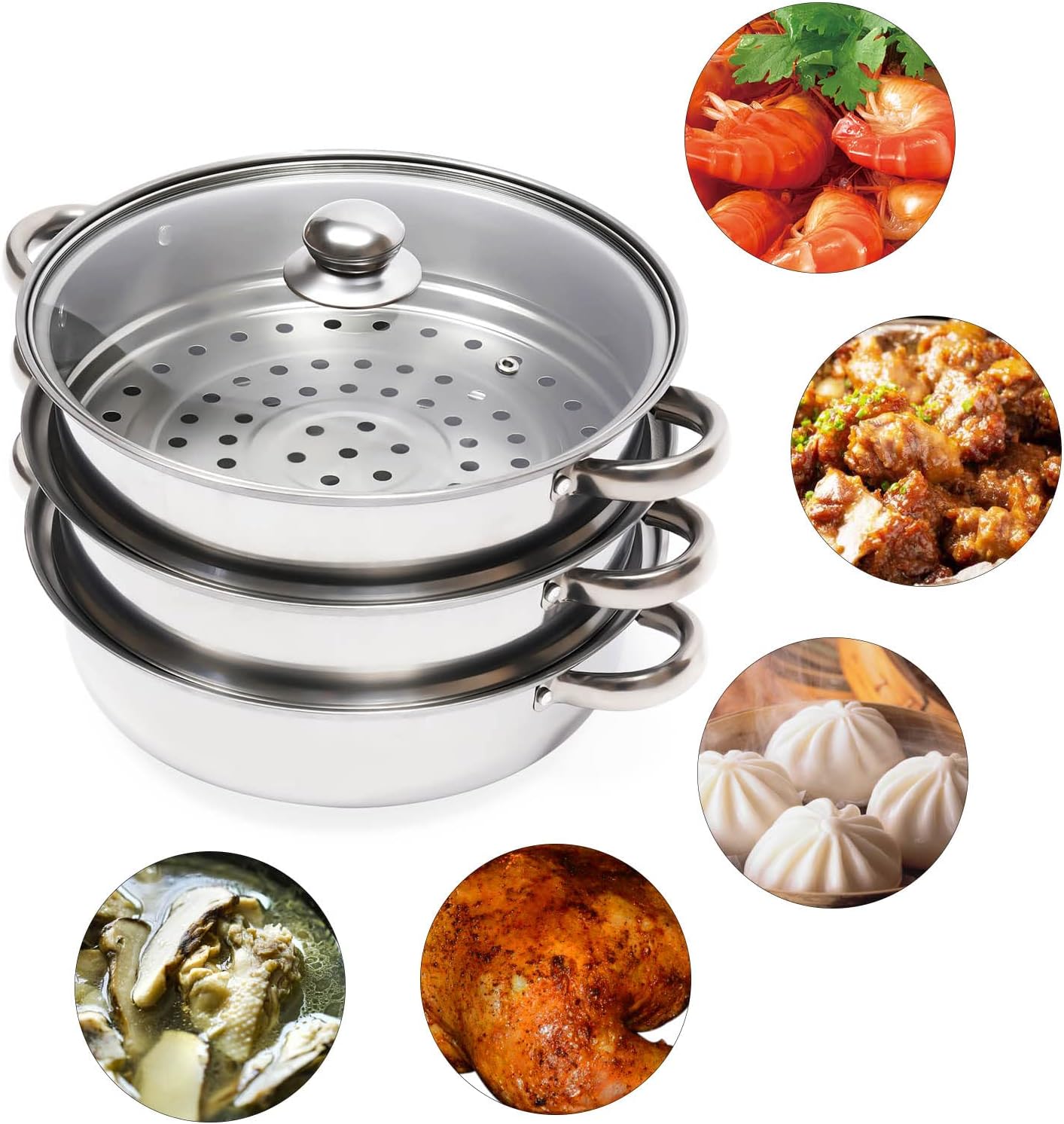 Bitodd 3 Tier Stainless Steel Steamer Set