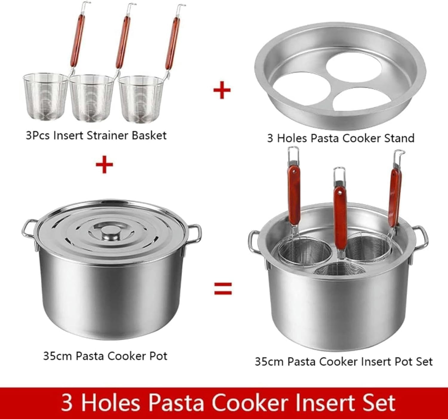 BTURYT Pasta Pots Set with Insert and Steamer Basket