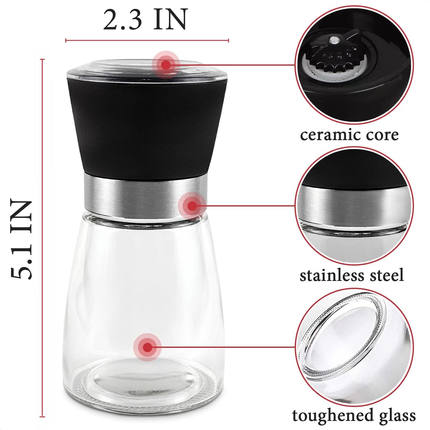 Pepper Mill Salt Mill Set of 2 with Adjustable Coarseness