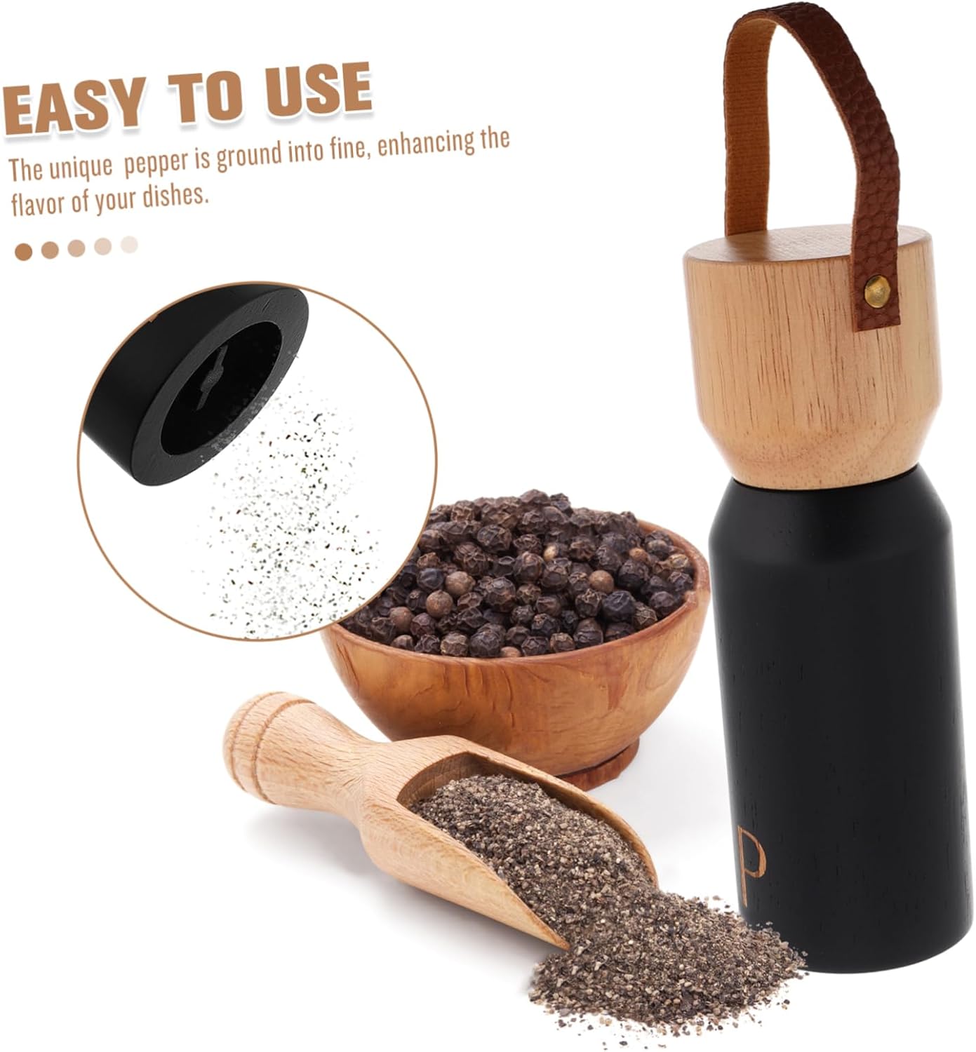 Zerodeko Natural Wood Pepper Grinder