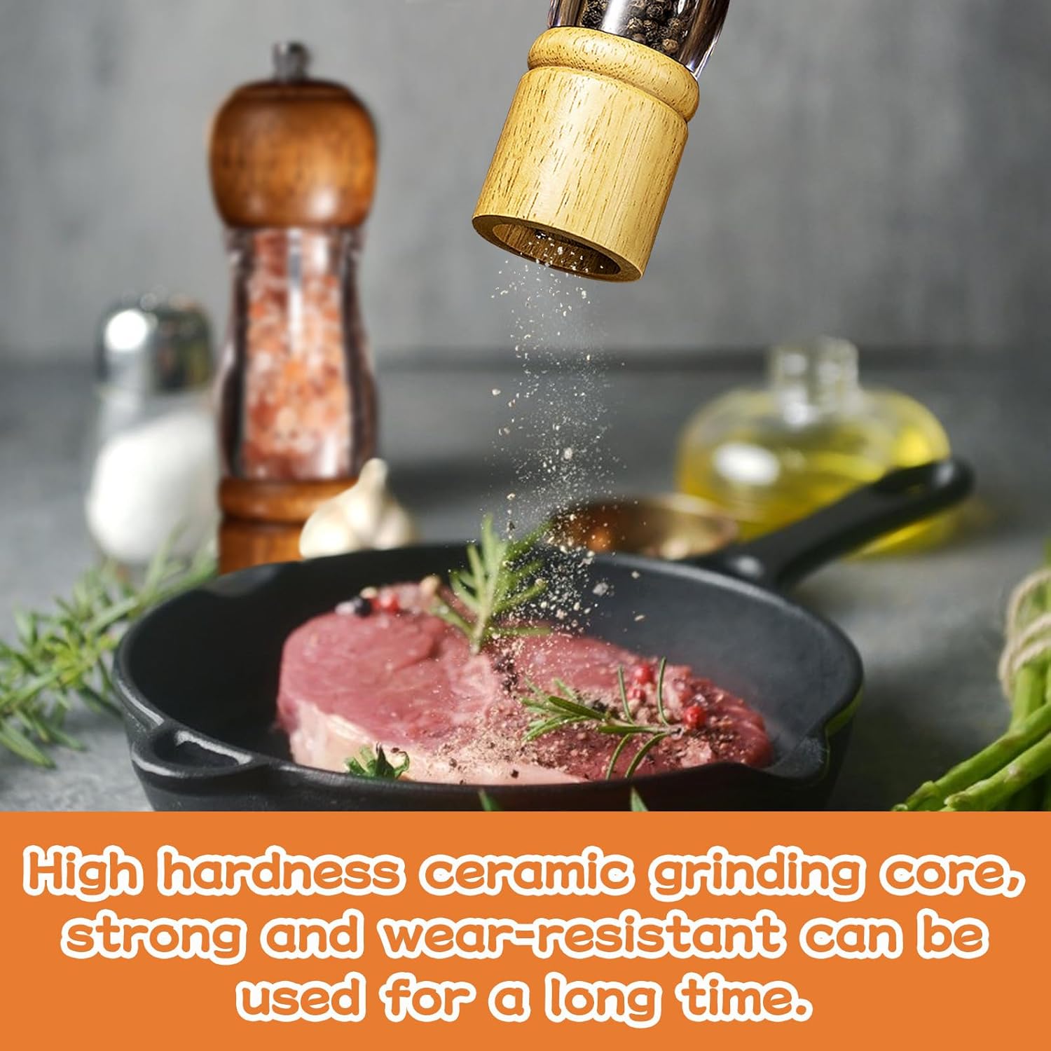 Feibety Salt and Pepper Grinder Set with Adjustable Coarseness