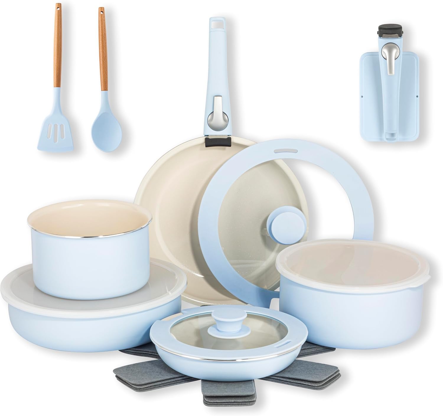 Gotham Steel 18 Pc Nonstick Cookware Set Blue