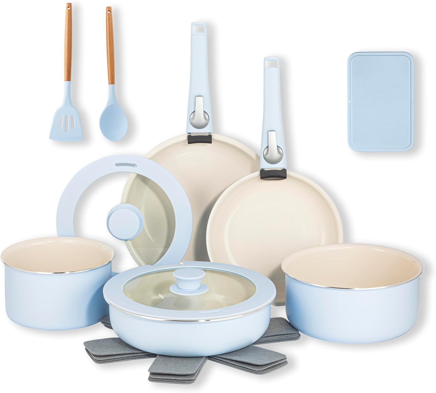 Gotham Steel 18 Pc Nonstick Cookware Set Blue