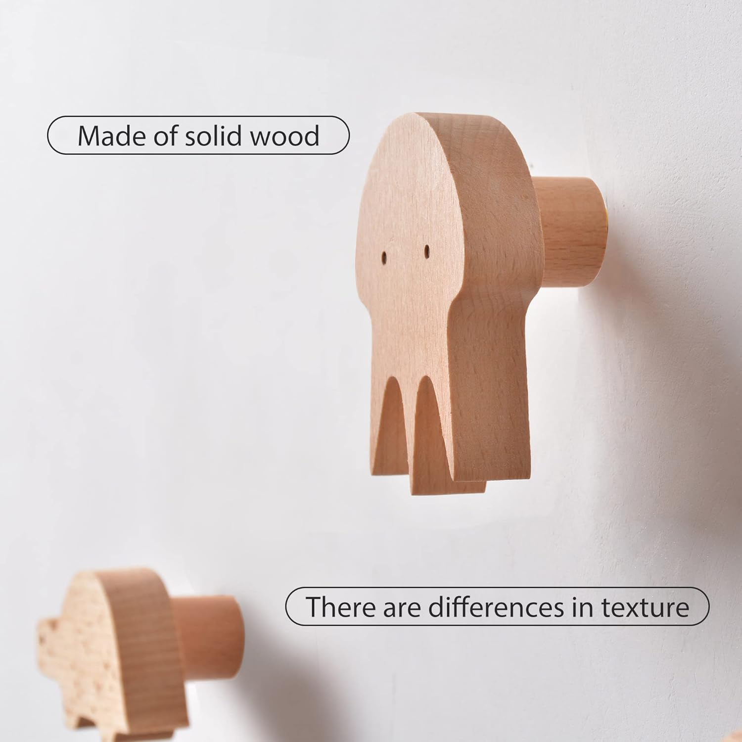 WONQEXZ Set of 4 Wooden Wall Hooks with Cute Sea Animal Designs