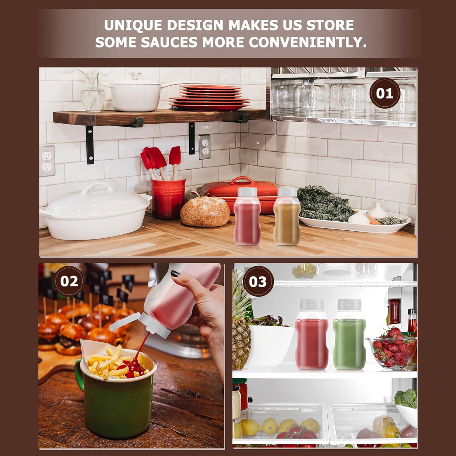 DOITOOL 4pcs Clear Plastic Squeeze Bottle with Cap Lids