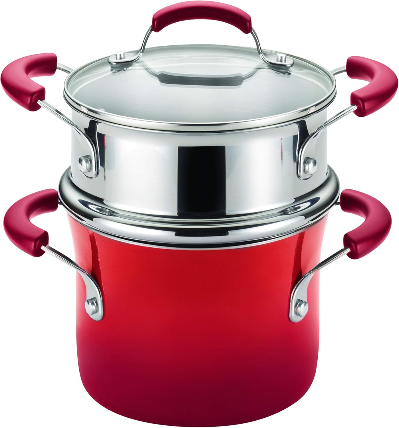 Rachael Ray Brights Saucepot with Steamer Insert 3 Quart Two-Tone Red