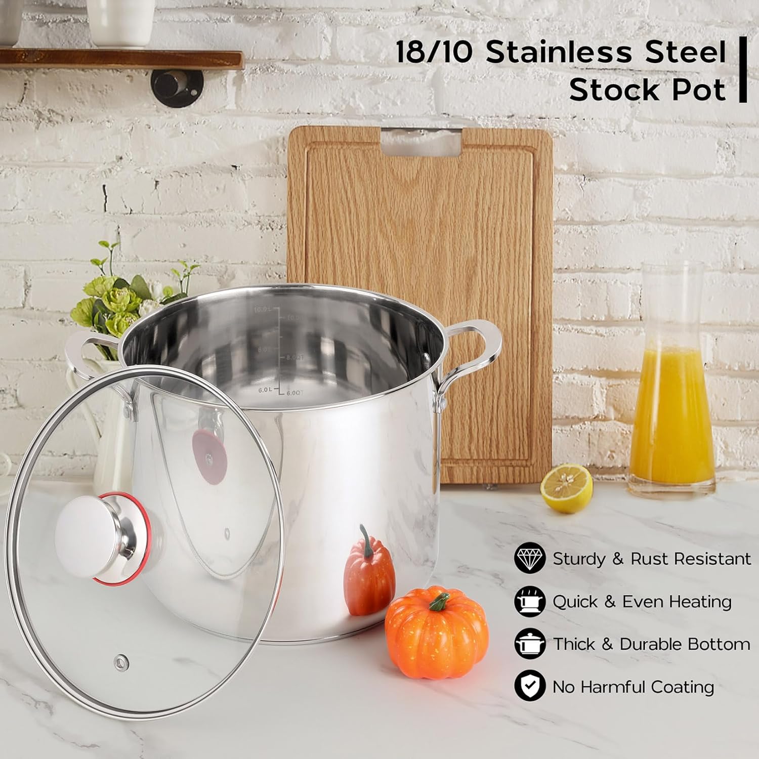 12 Quart Stainless Steel Stock Pot with Lid