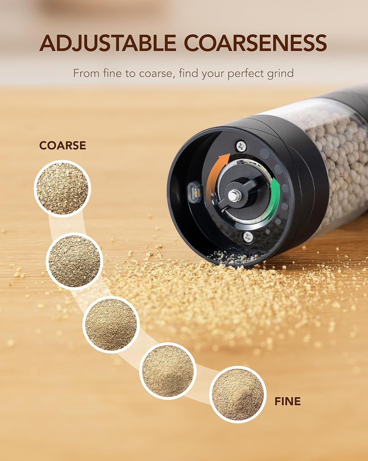 Sangcon Electric Salt Pepper Grinder Set - Rechargeable Adjustable Coarseness