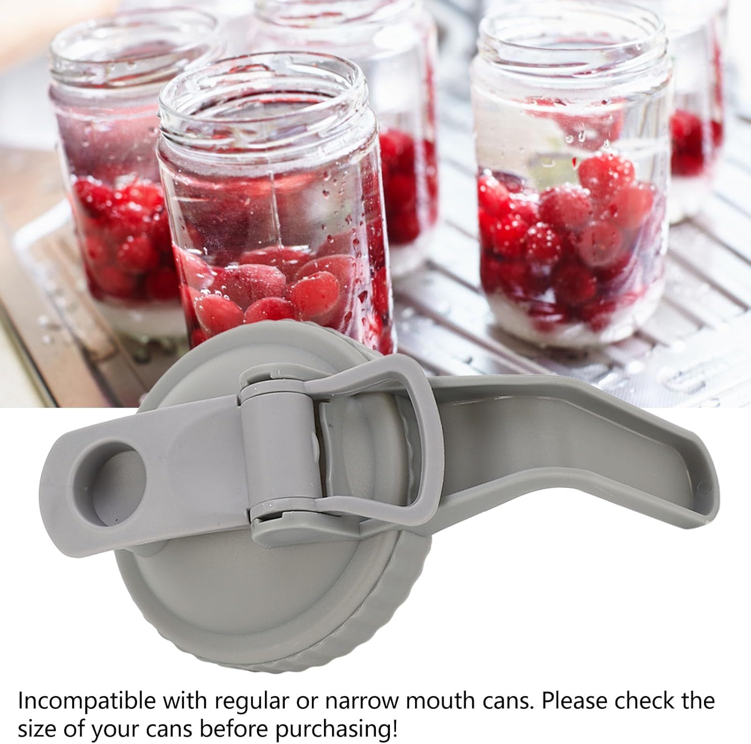 Yosoo Leak Proof Mason Jar Lid with Handle and Flip Cap - Gray