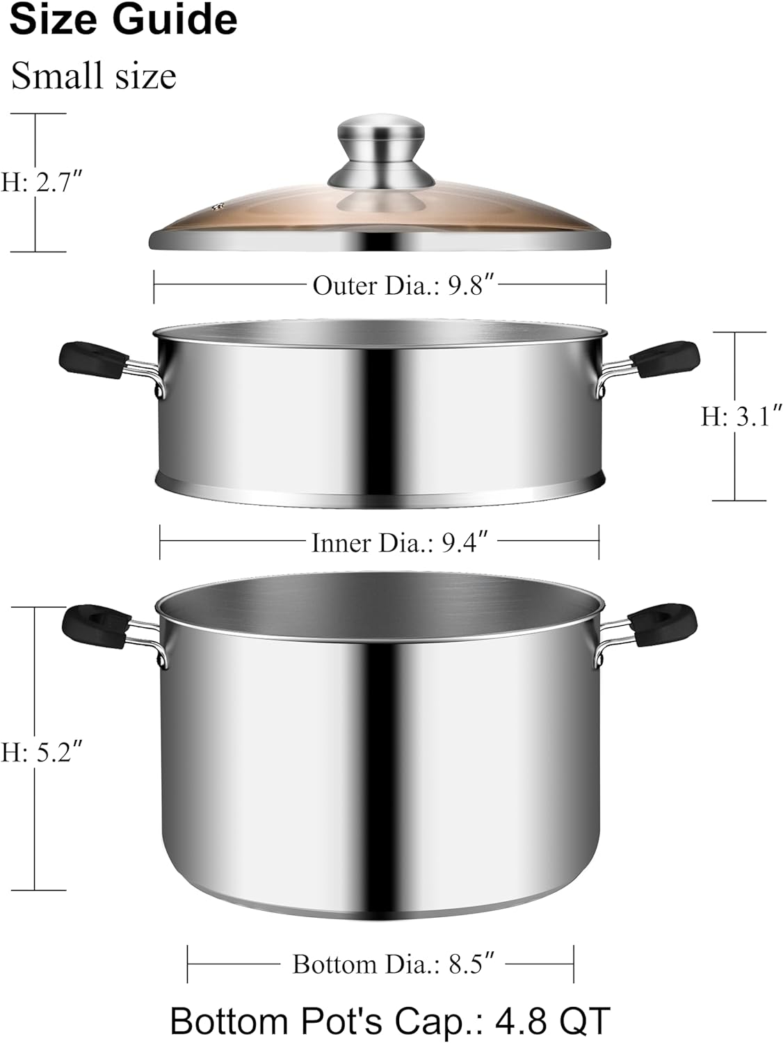 VENTION 48 QT Induction Steamer Pot with 94 Inch Basket