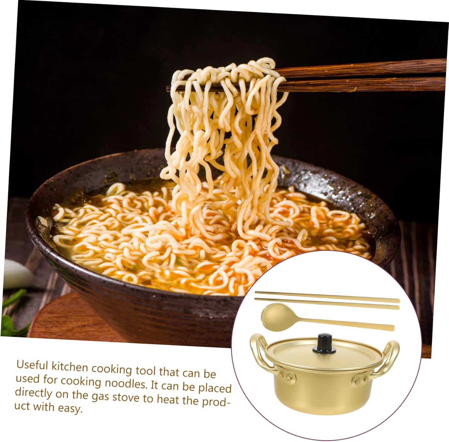 EXHUMKY Korean Ramen Pot Set with Spoon and Chopsticks