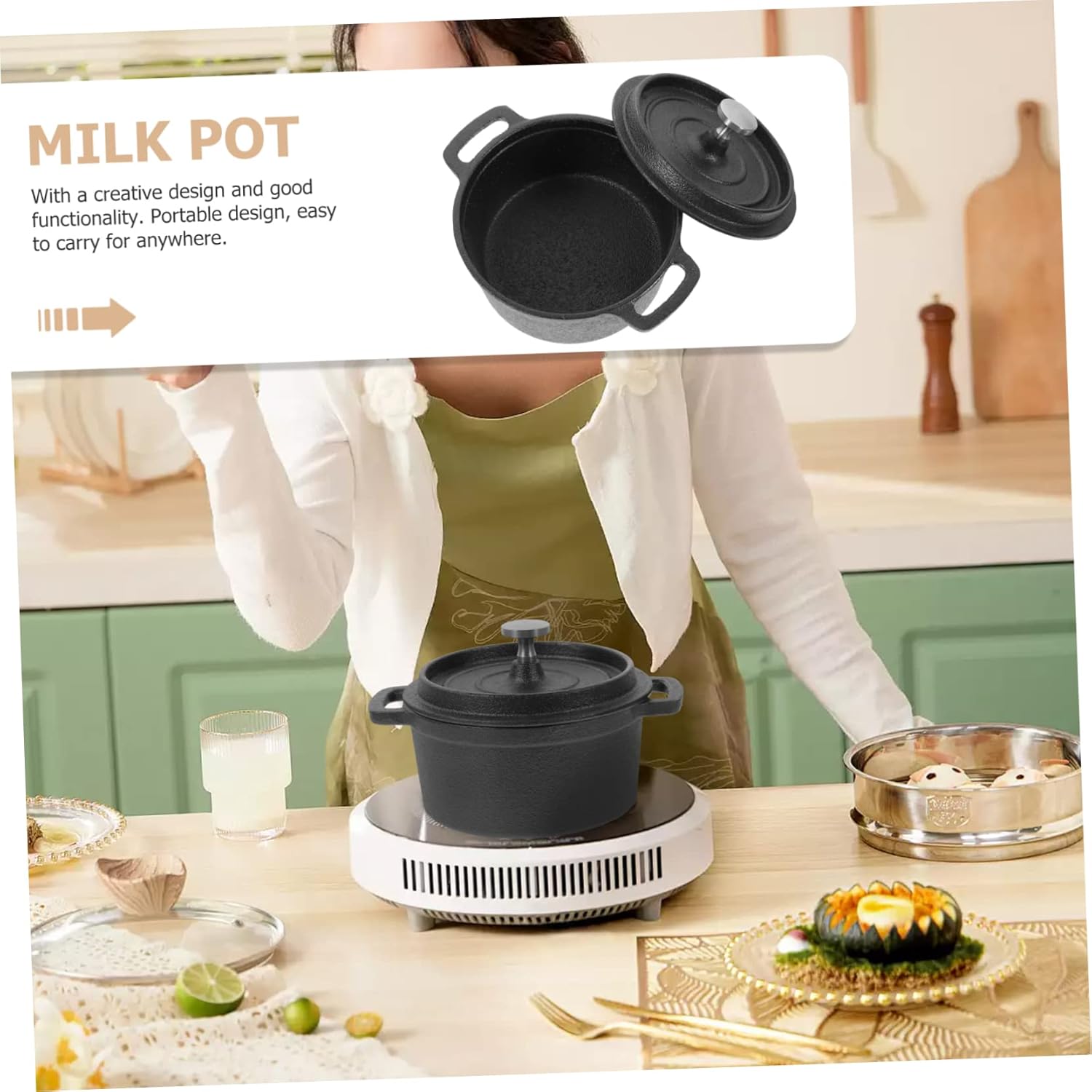 BRIGHTFUFU Dual Handle Stockpot with Lid and Steamer Function