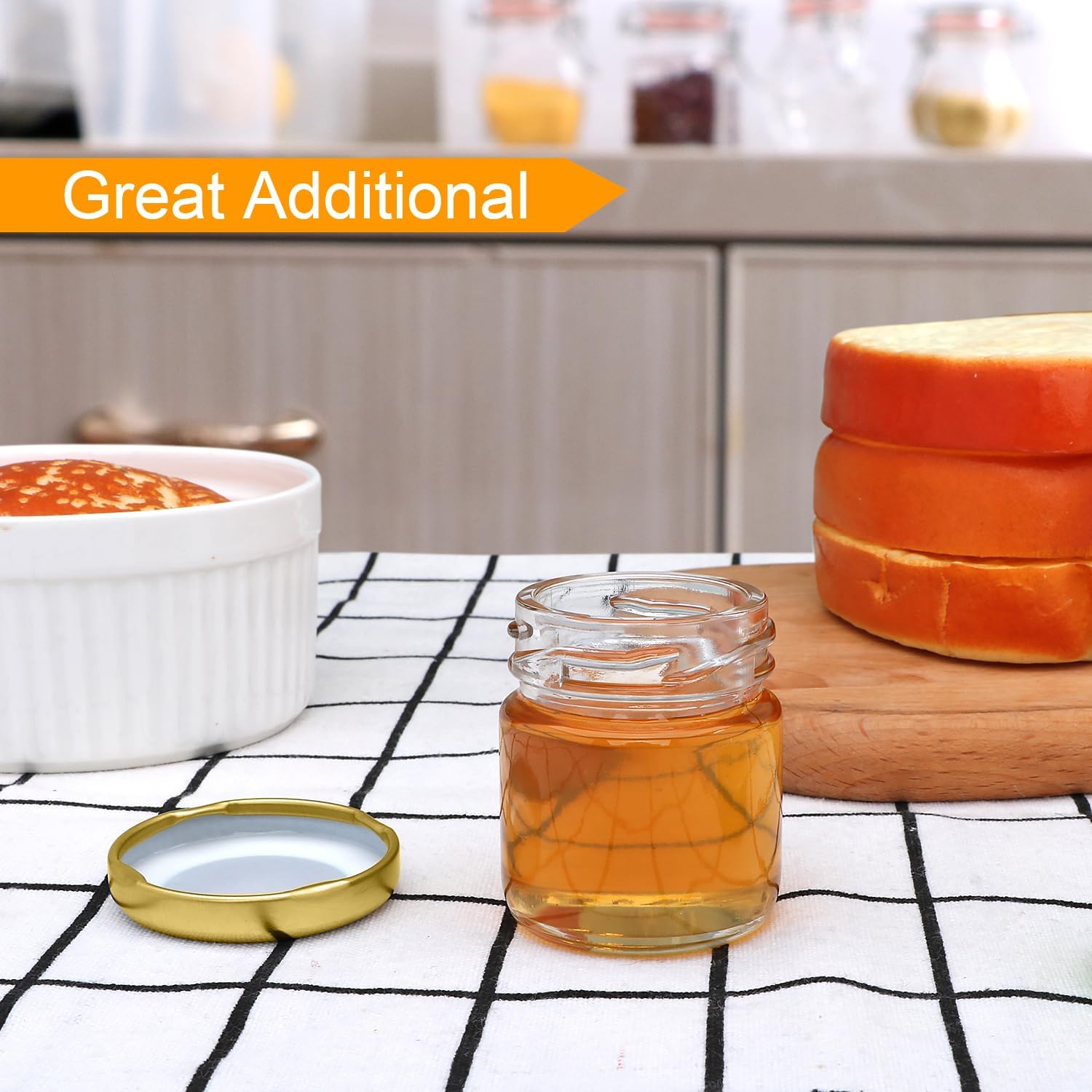 Encheng 15oz Clear Glass Jars Set of 70 with Golden Lids