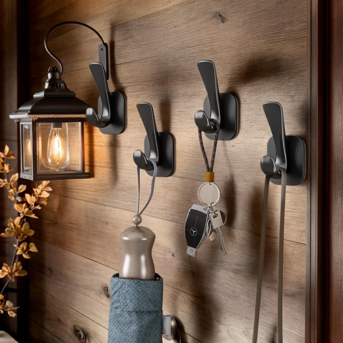 Nepartak Matte Black Aluminum Alloy Coat Hooks
