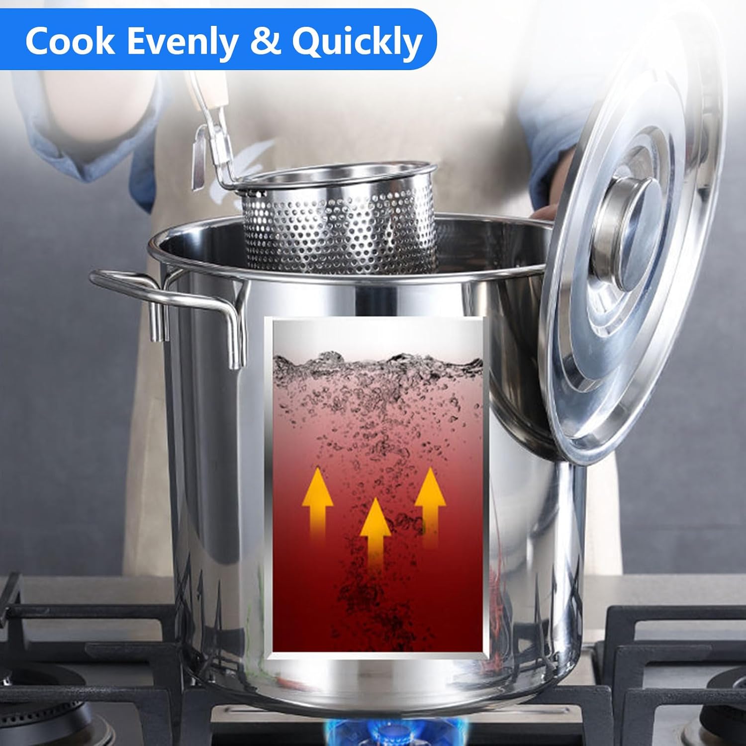 AIZYR 6L Stainless Steel Stock Pot with Lid 1