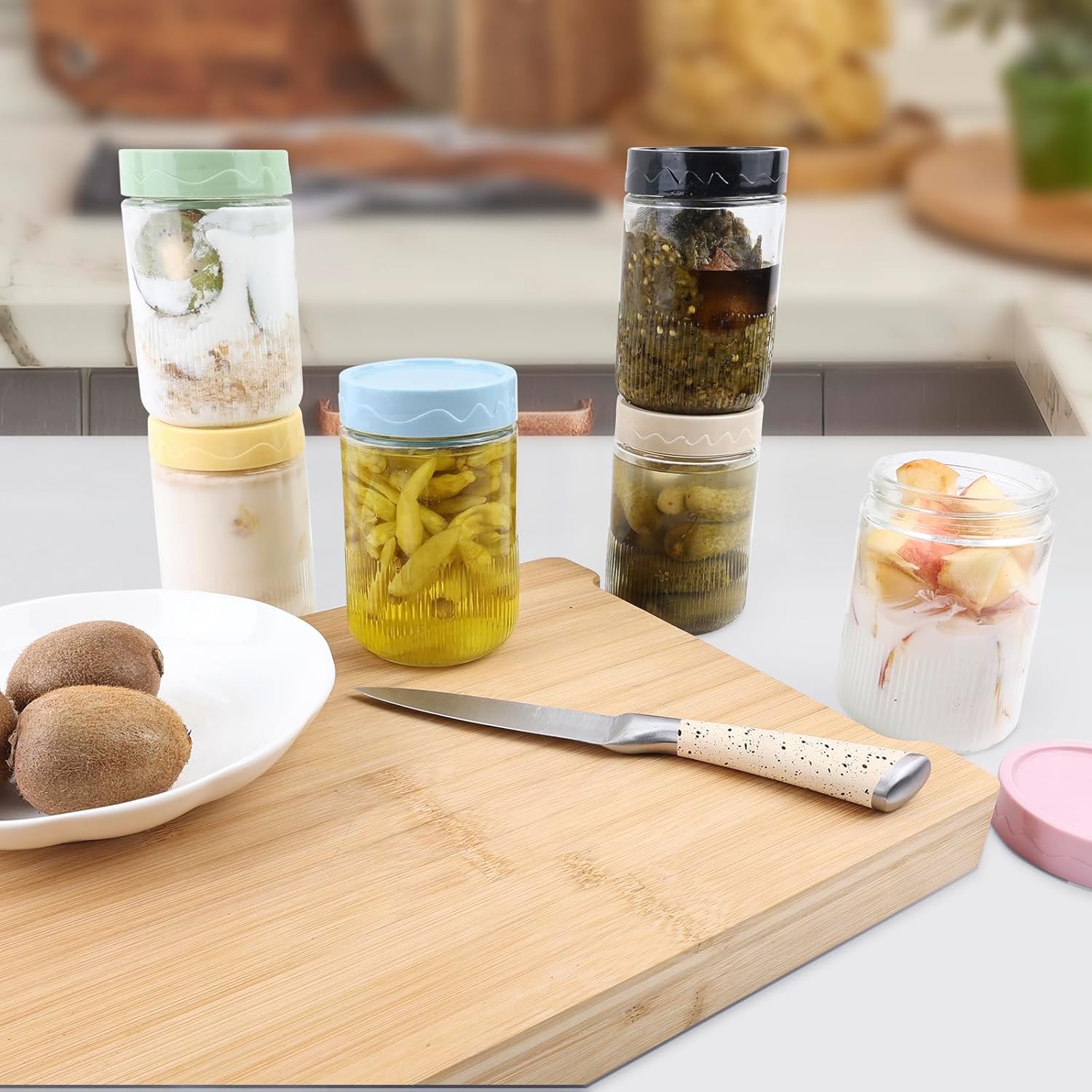 6-Pack 16 oz Glass Jars with Airtight Lids 1