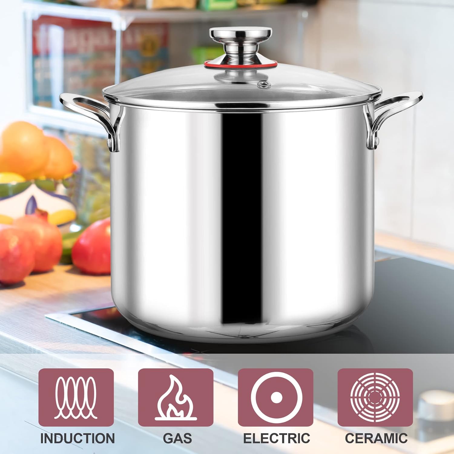 LIANYU 12QT Stainless Steel Stockpot with Lid 1