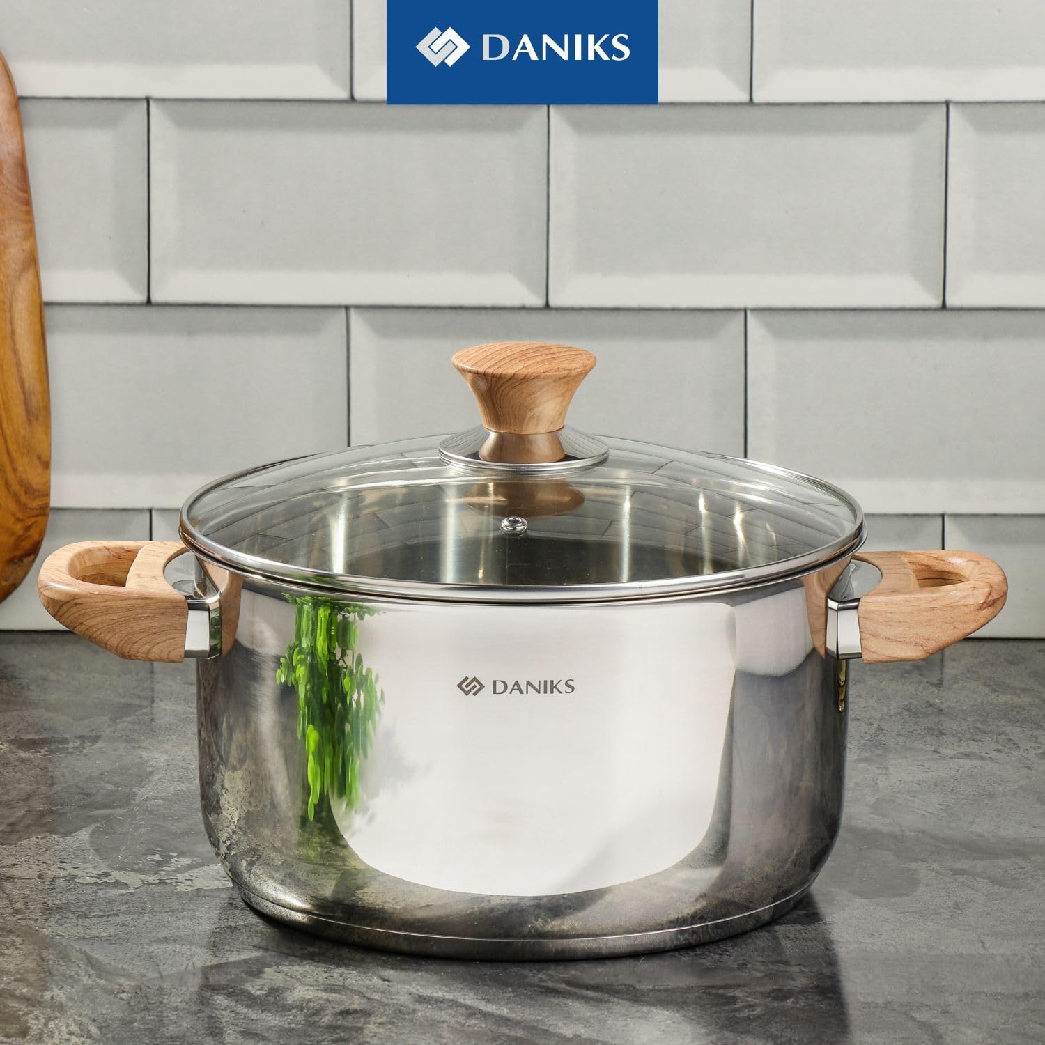 Daniks Oslo 2 Quart Stockpot with Glass Lid and Stay-Cool Handles