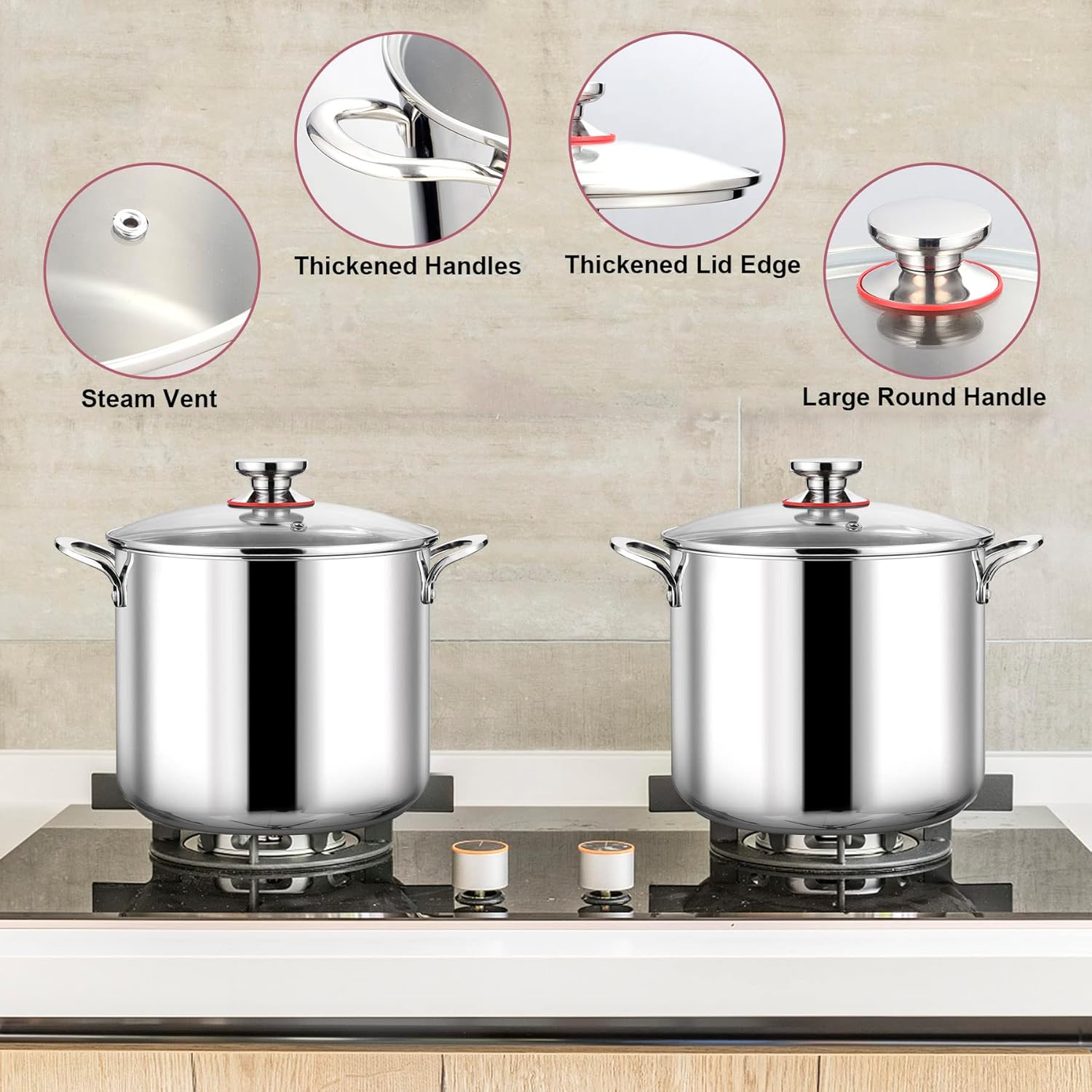 LIANYU 12QT Stainless Steel Stockpot with Lid 1