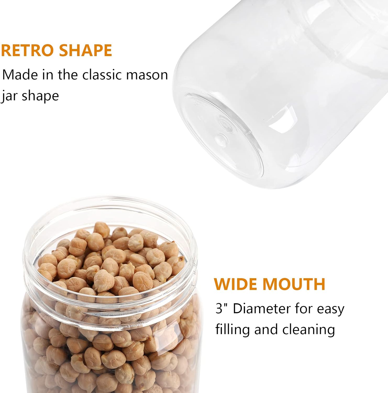 Tebery 12 Pack Clear Plastic Mason Jars with Lids 16OZ Shatterproof Drinking Jar