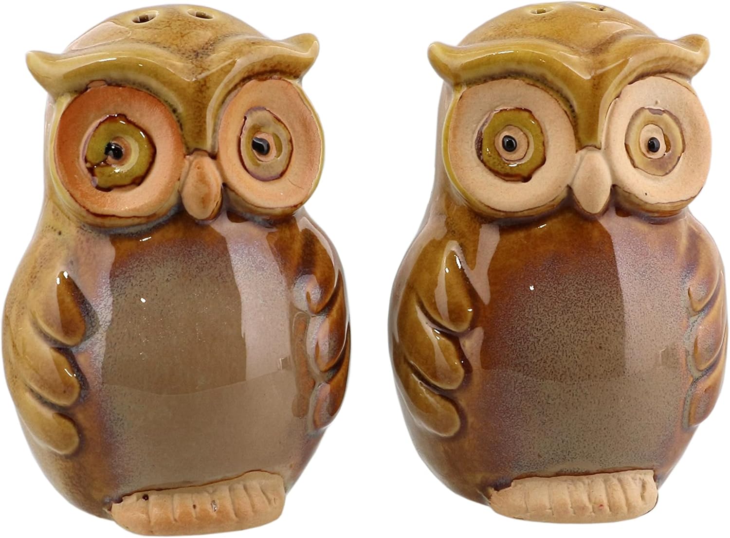 Ceramic Owl Salt and Pepper Shaker Set - Green