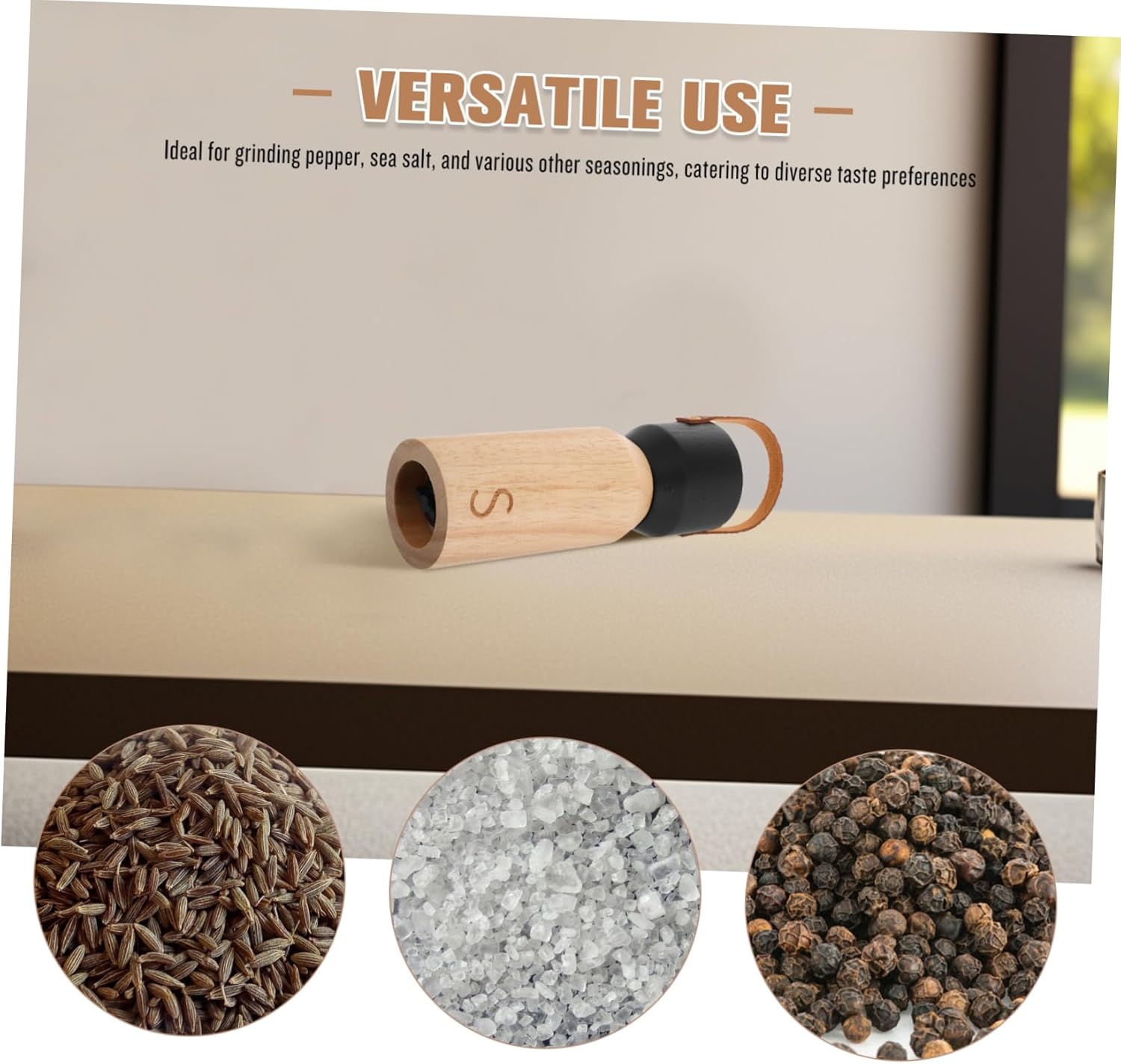 KICHOUSE Manual Wooden Pepper Grinder for Home Kitchen 1