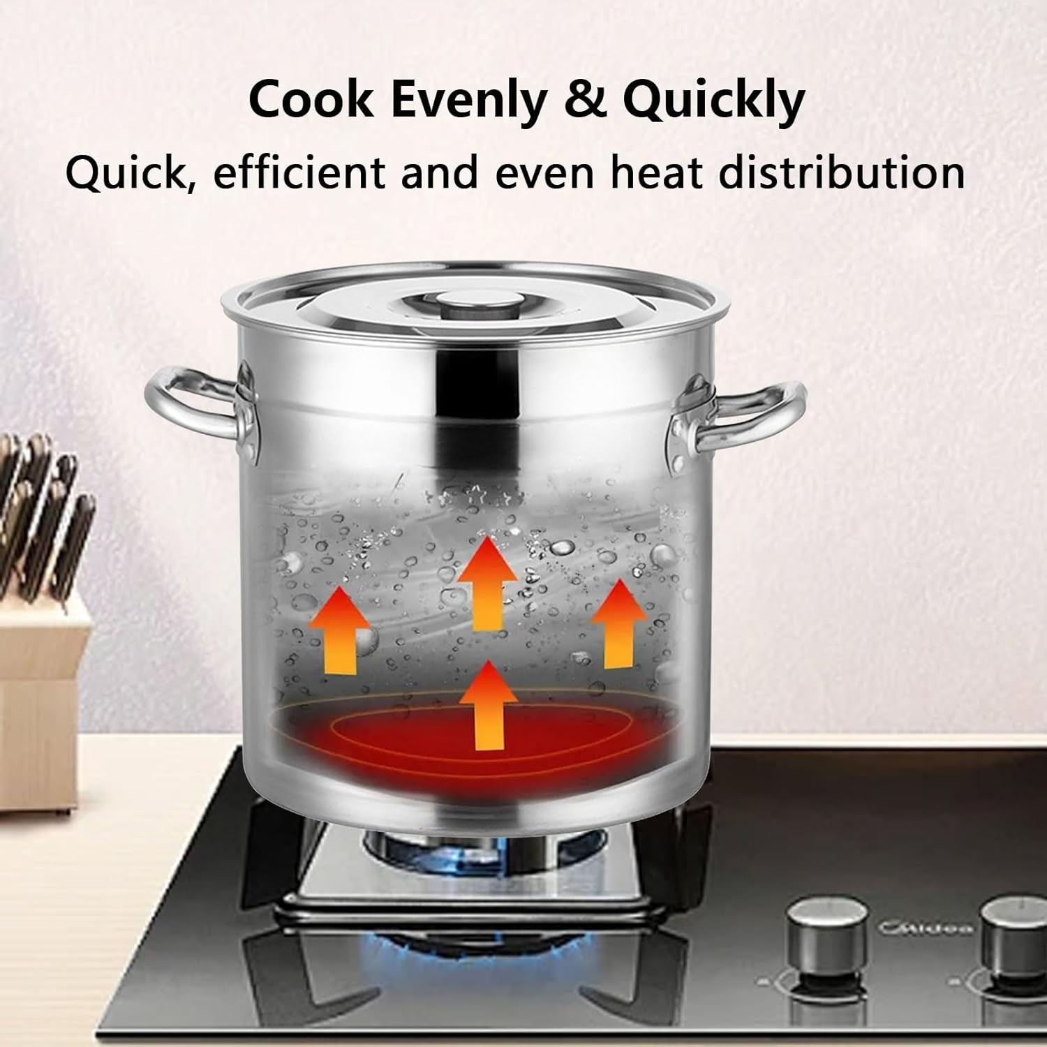 AIZYR 304 Stainless Steel Stockpot with Lid 6L