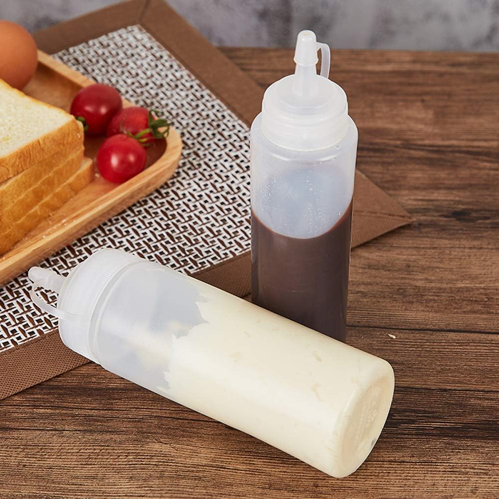 1 Piece Plastic Squeeze Condiment Bottle with Twist On Cap - 12 Oz White
