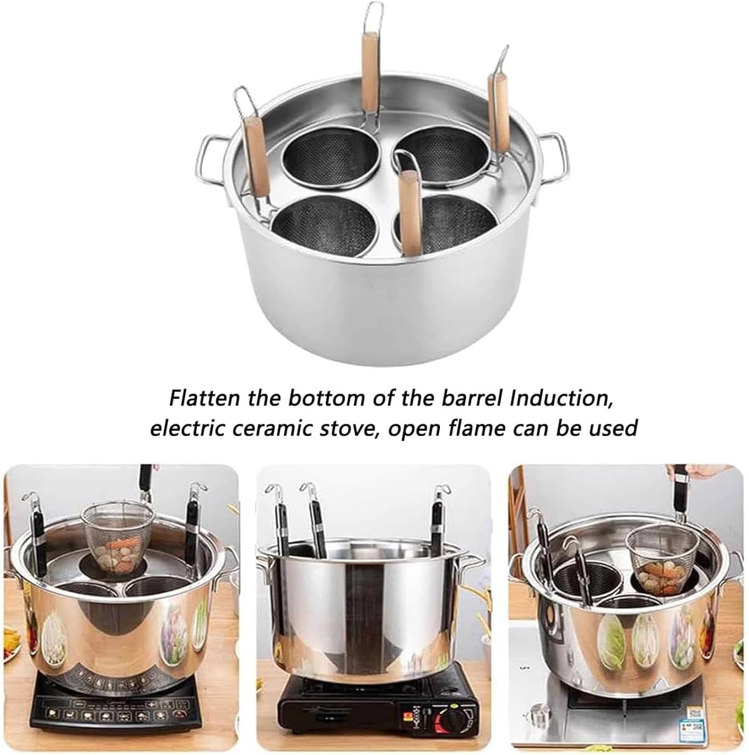 Stainless Steel Pasta Cooker Insert Set with Lid and Divider