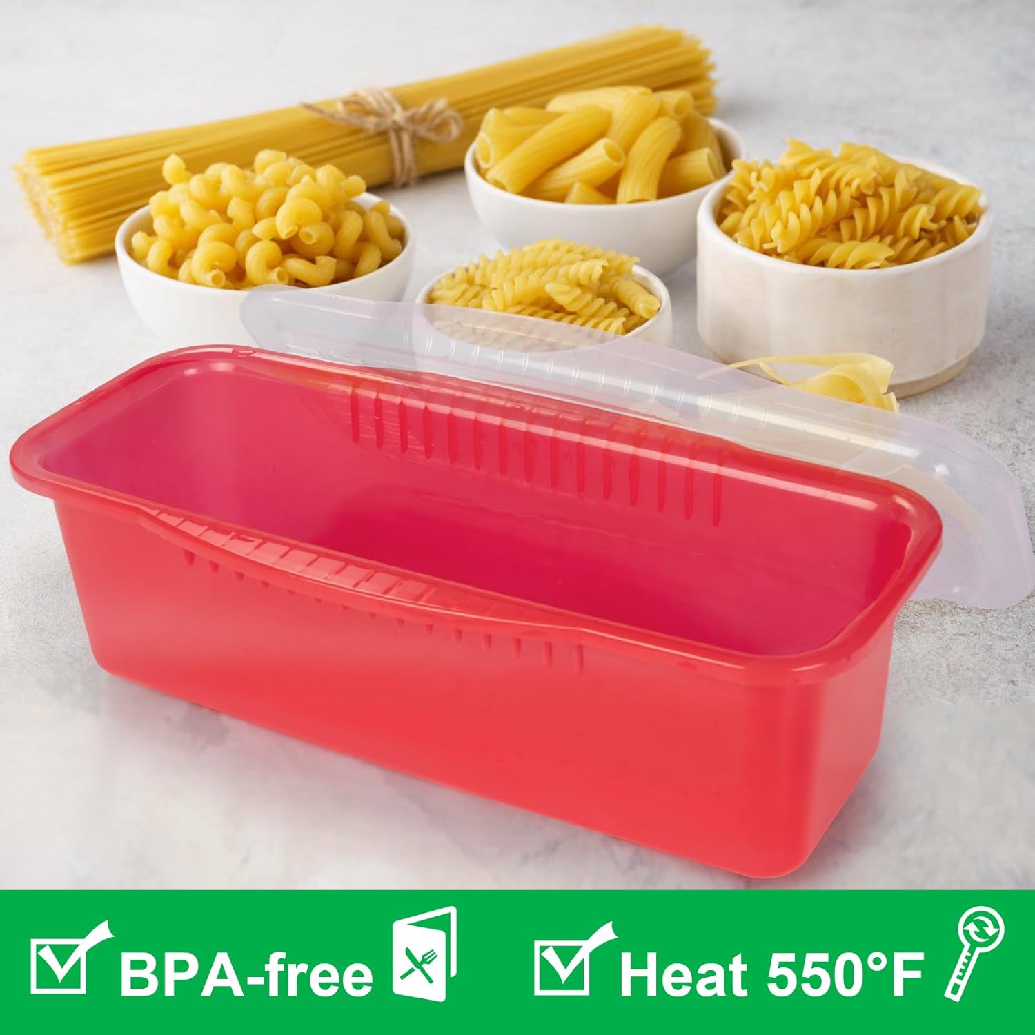 Potahouse Microwave Pasta Cooker with Strainer Lid