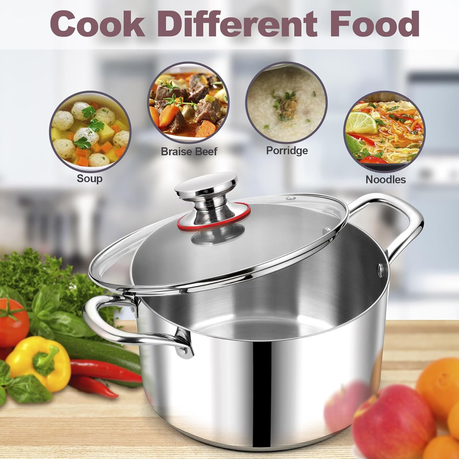 LIANYU 6QT Stainless Steel Stockpot with Lid 1