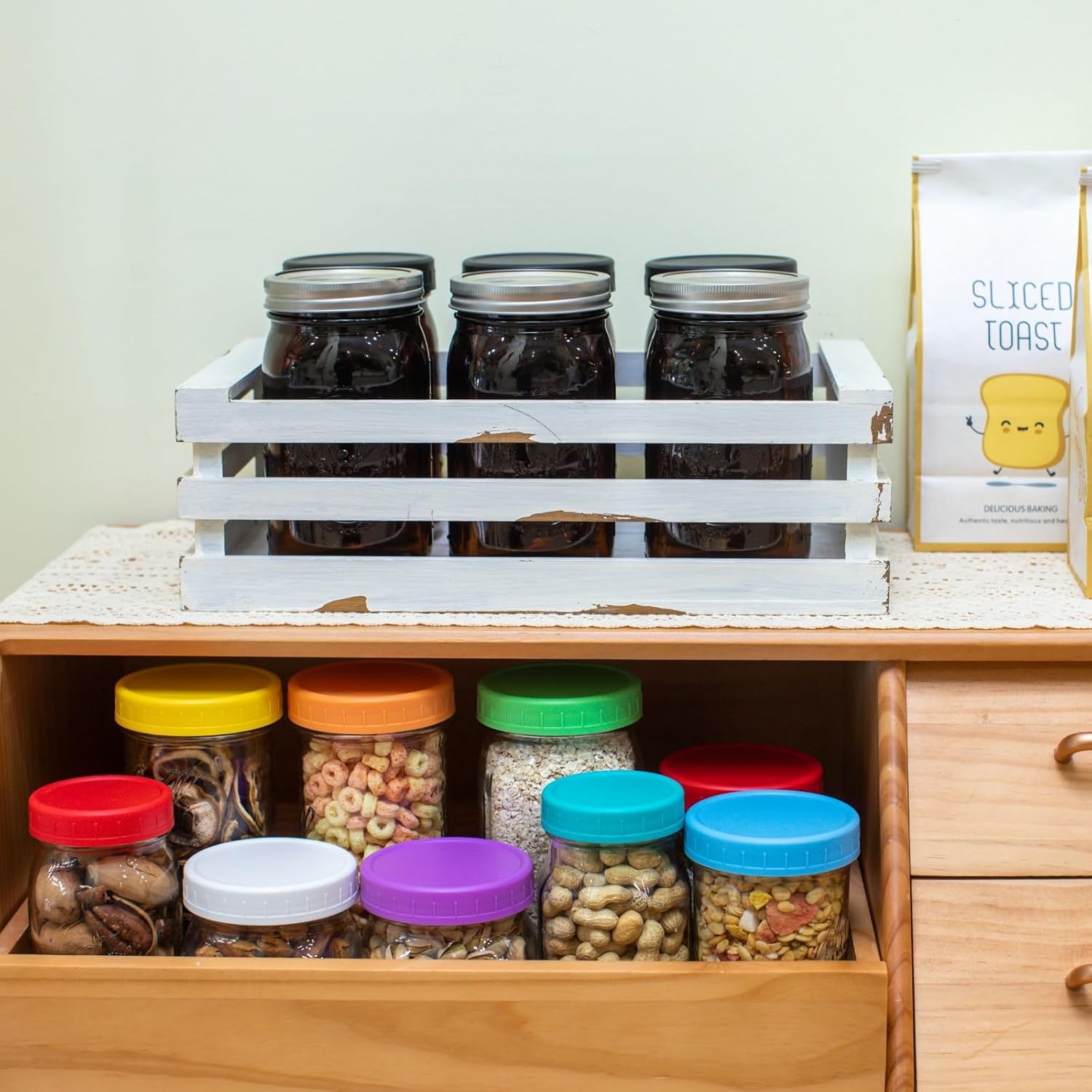 12 Pack Amber Mason Jars with Lids and Bands