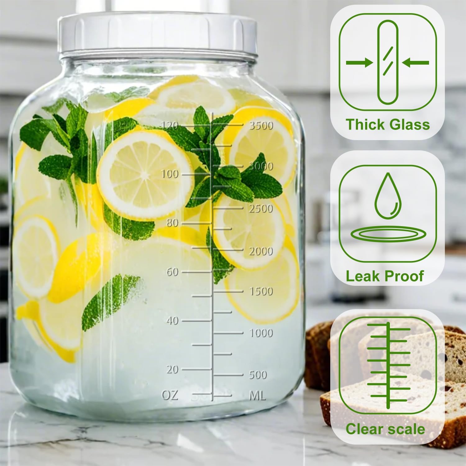 Galssmagic 1 Gallon Glass Jar with Lids 2 Pack 1