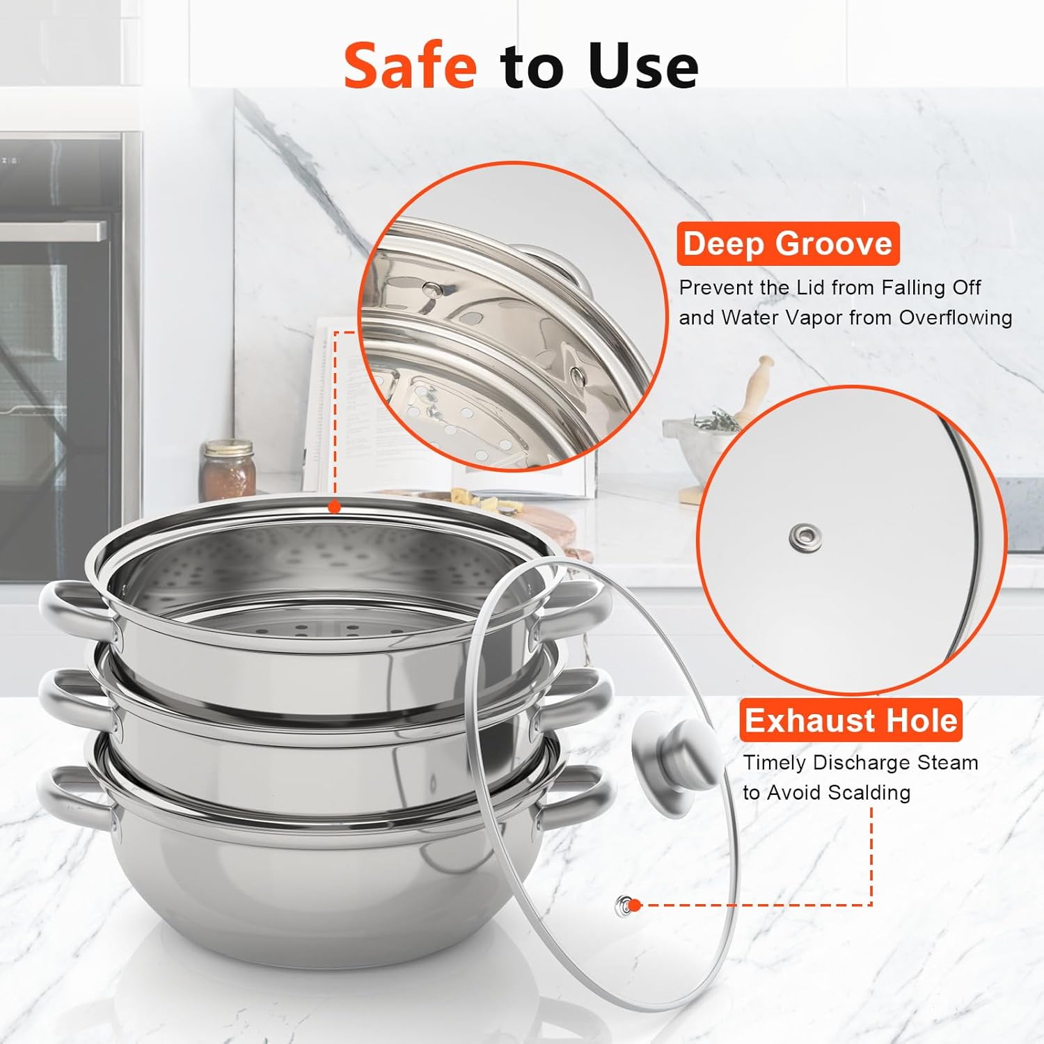 Bitodd 3 Tier Stainless Steel Steamer Set
