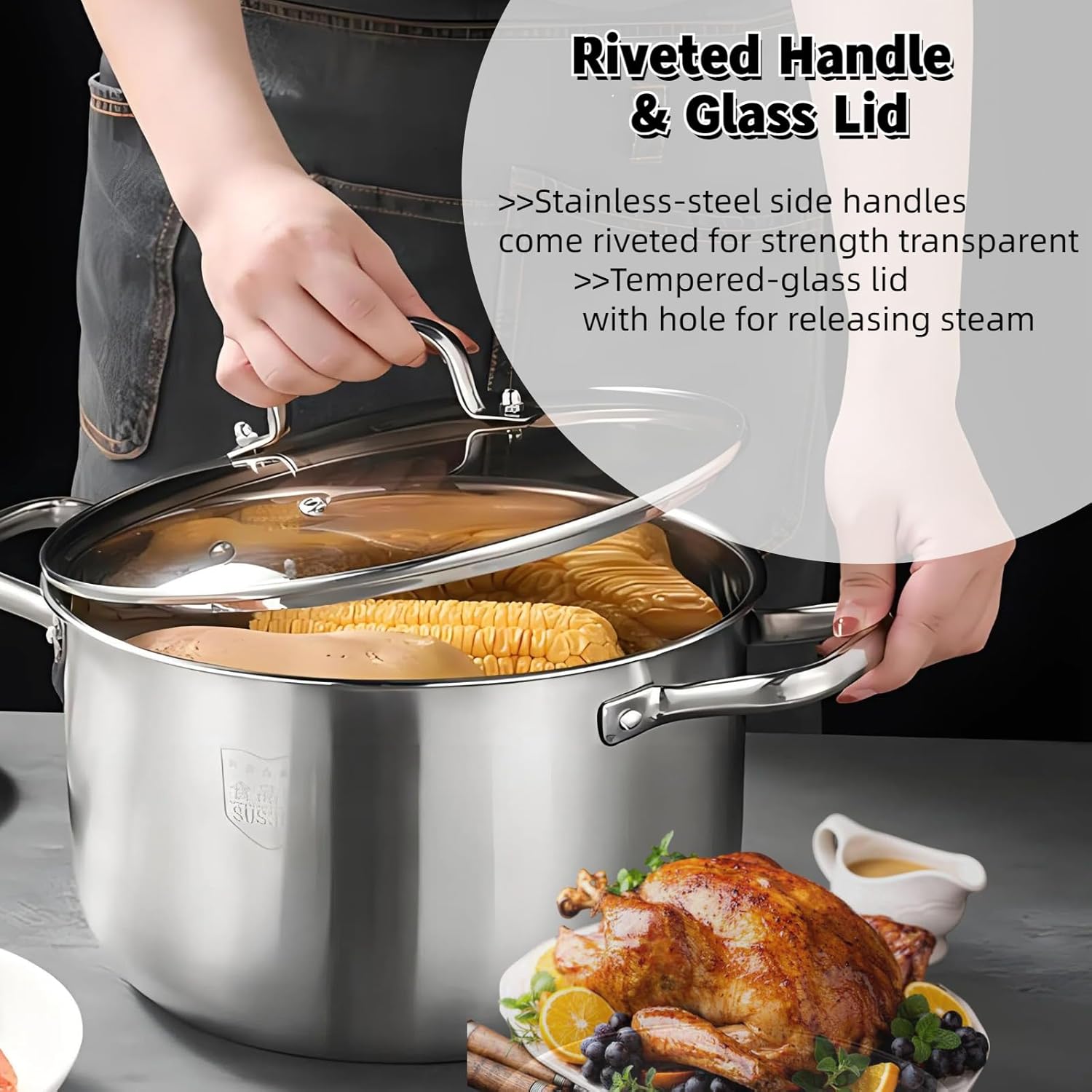 6-Quart Stainless Steel Stockpot with Tempered Glass Lid - Silver 1