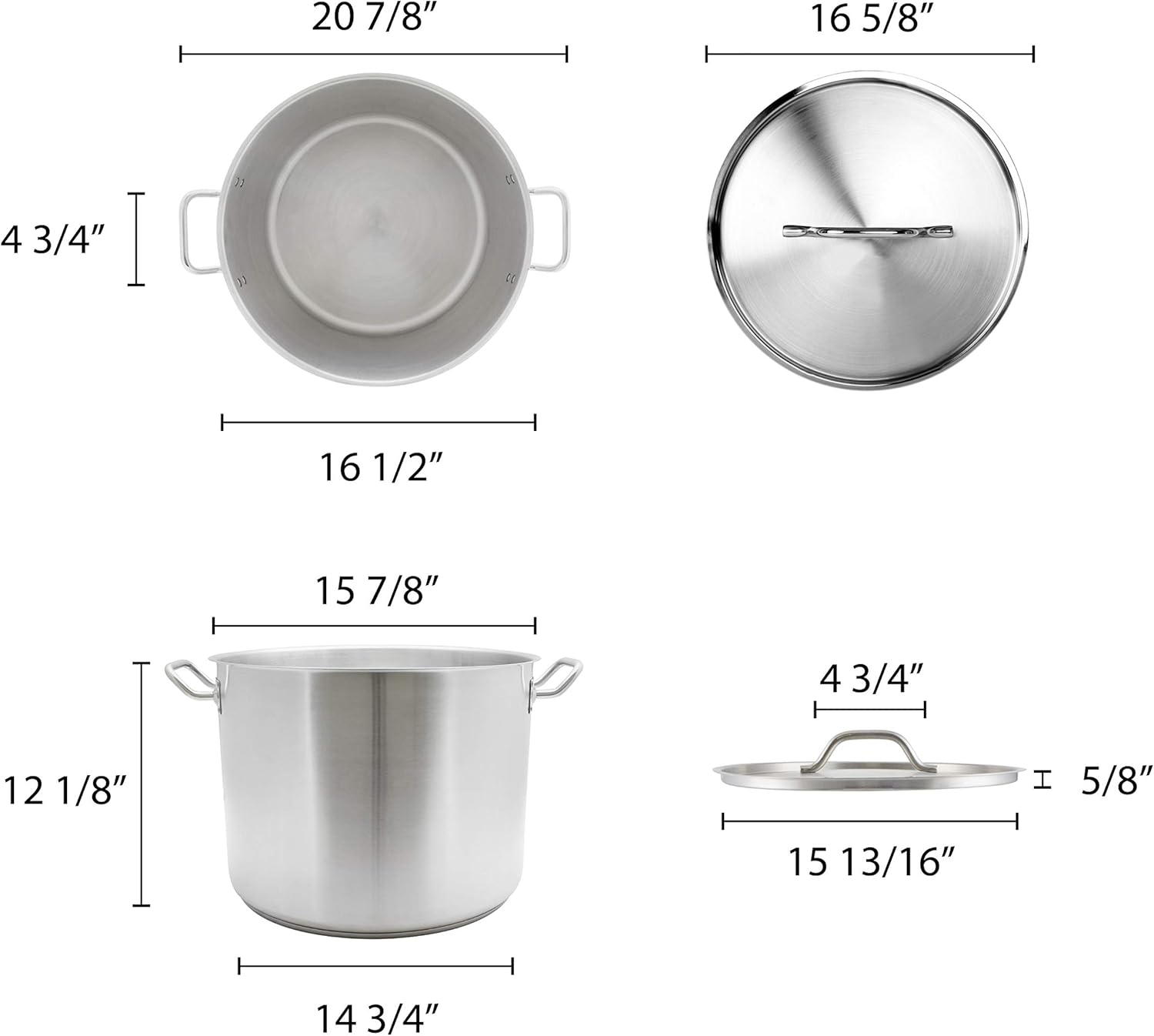 40 Quart 188 Steel Stock Pot with Lid Set of 1