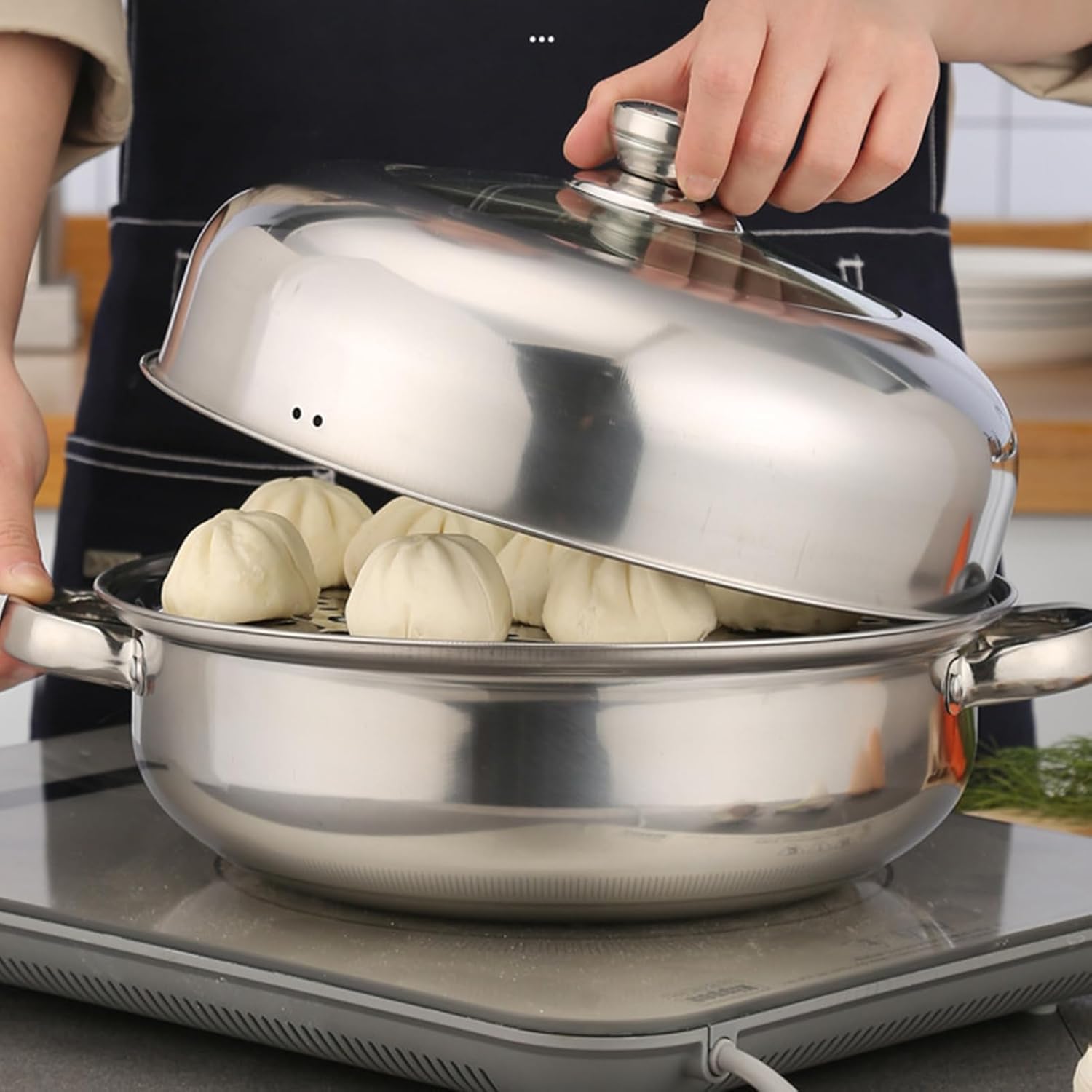Alvinlite 11 Stainless Steel Steamer Pot with Lid and Handles