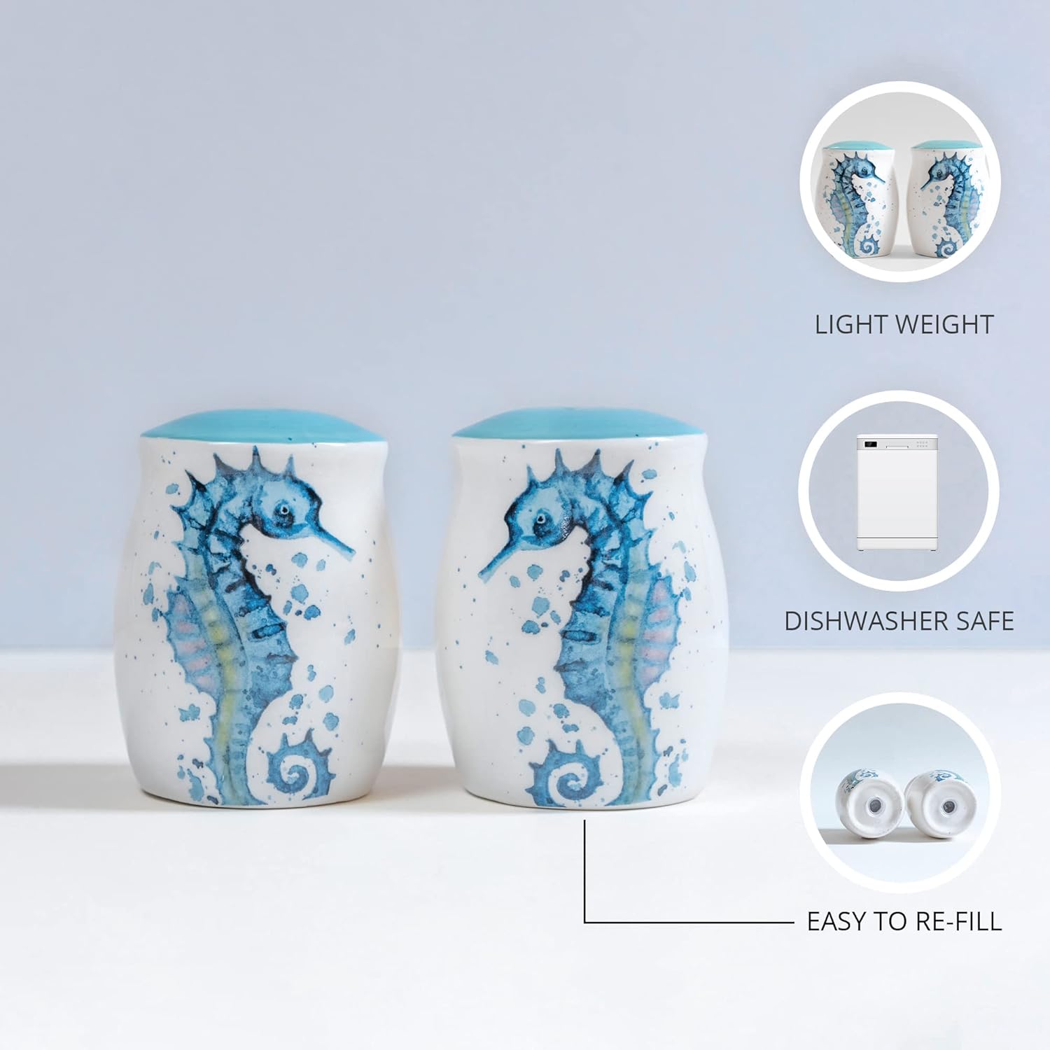 Rengra Ceramic Seahorse Salt Pepper Shakers Set