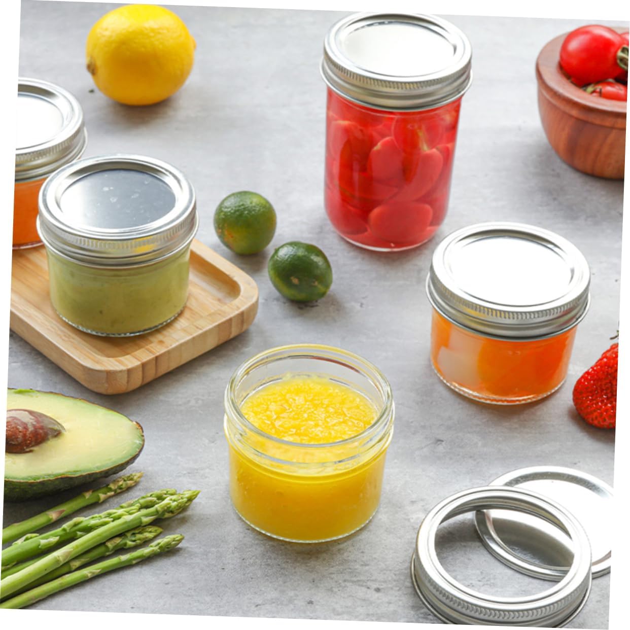 8pcs Transparent Jam Jars with Aluminum Lids for Canning and Storage