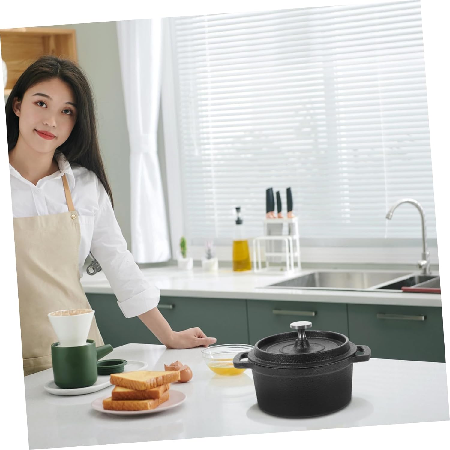 BRIGHTFUFU Dual Handle Stockpot with Lid and Steamer Function