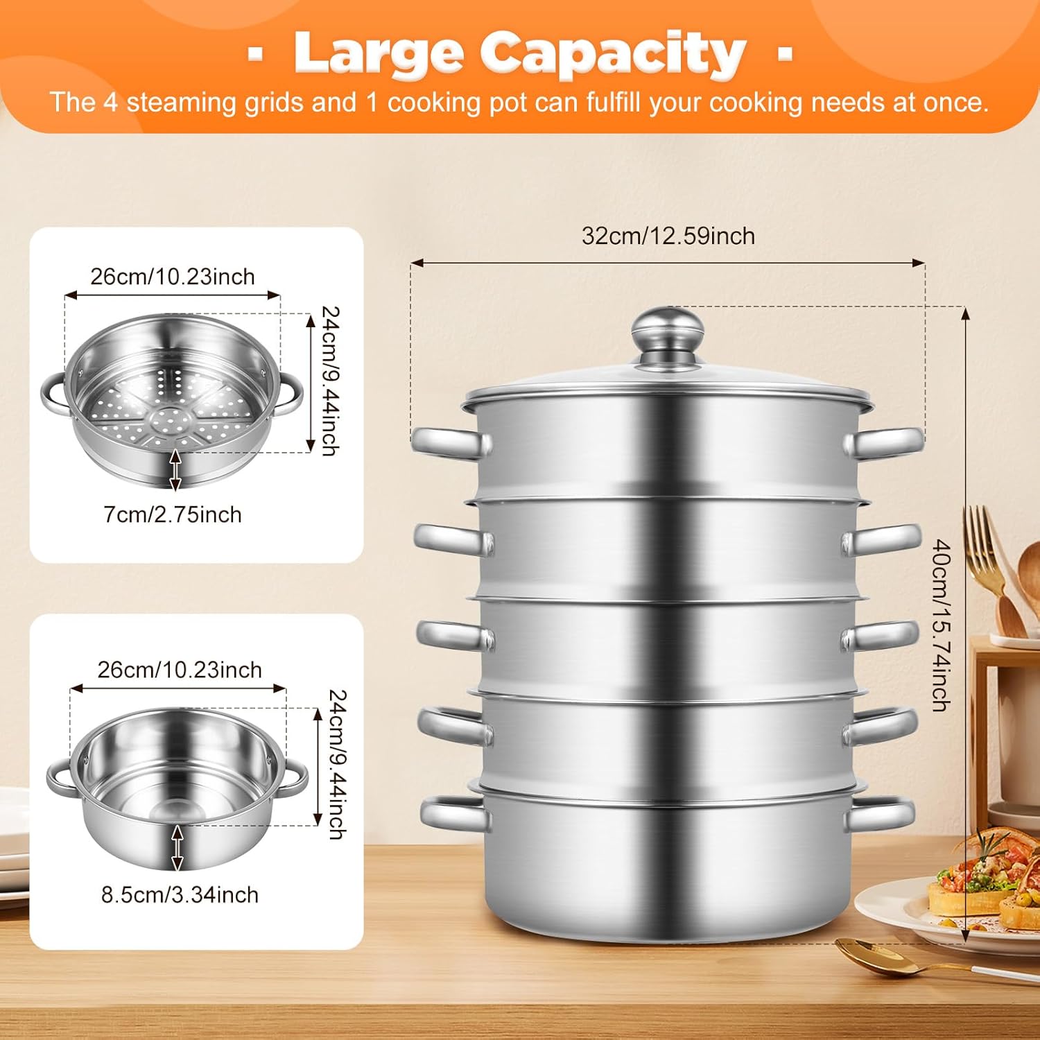 Kangten 5 Tier Stock Pot and Steamer Set