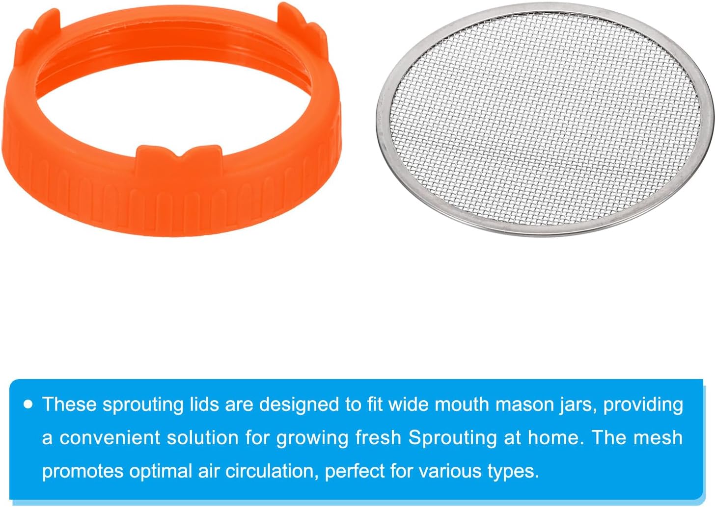 PATIKIL Sprouting Lids for Wide Mouth Mason Jars 4Pcs Orange