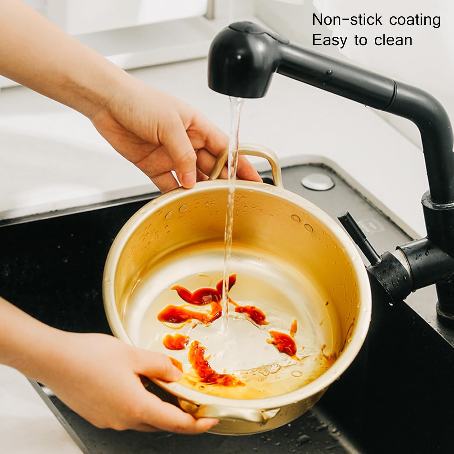 BINGWANG Ramen Cooking Pot 18cm Aluminum Stockpot with Lid and Double Handle