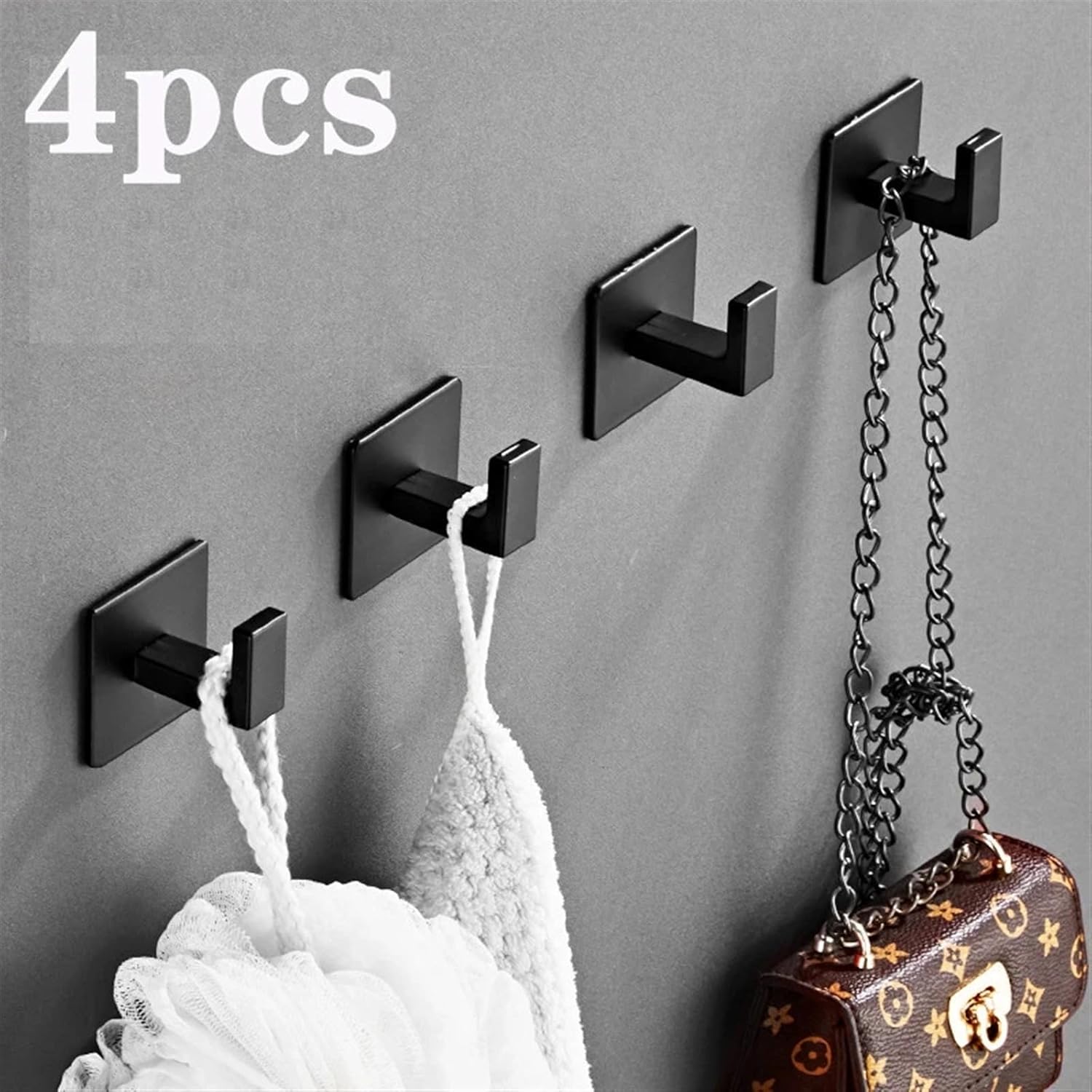 MOOWI Black Coat Hook Self Adhesive Robe Hook for Home Storage