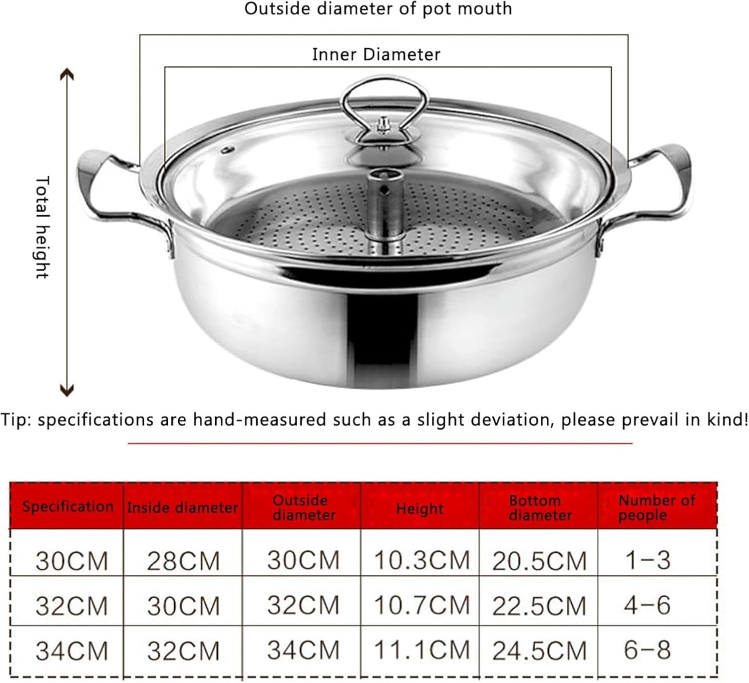 LGEOELIAS Stainless Steel Seafood Steamer Pot 30-34cm with Basket and Lid