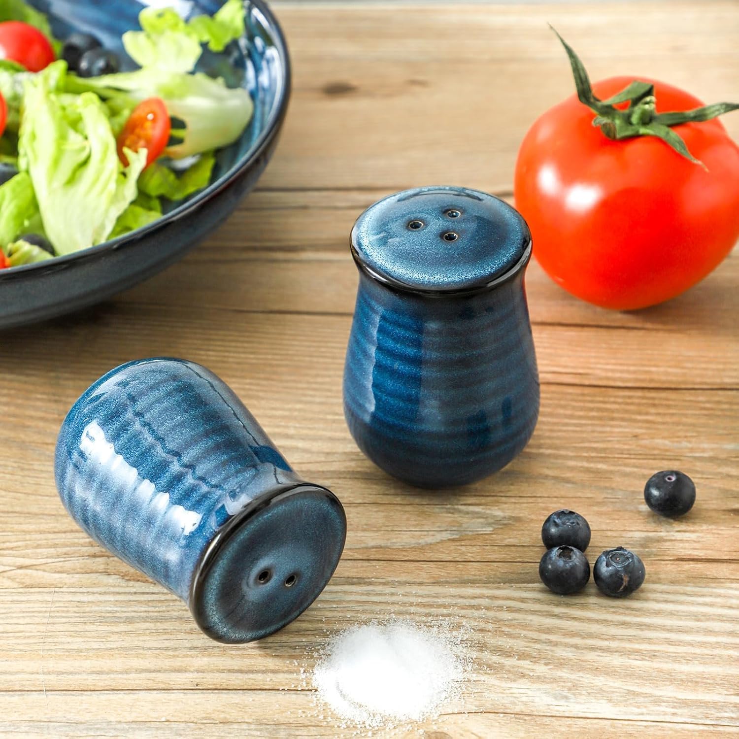 Tikooere Salt and Pepper Shakers Set of 2 Navy Blue and Pink