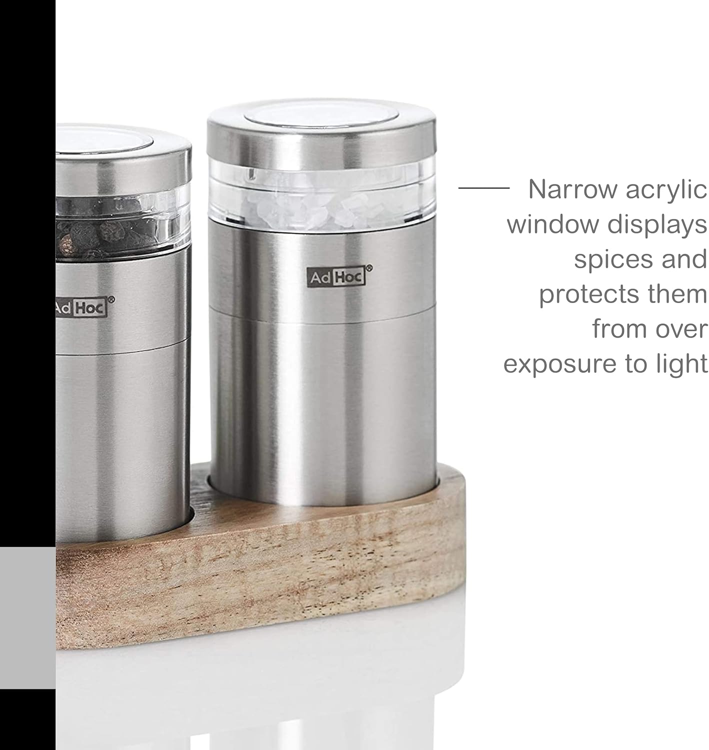AdHoc Salt Pepper Mill Gift Set - Fine to Coarse Grind